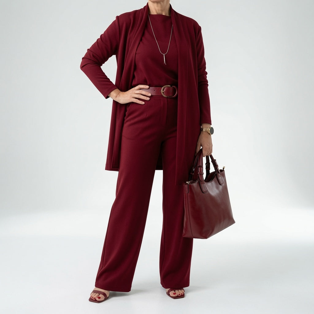 Élégantine™ — Elegant tredelt sæt med cardigan og bukser