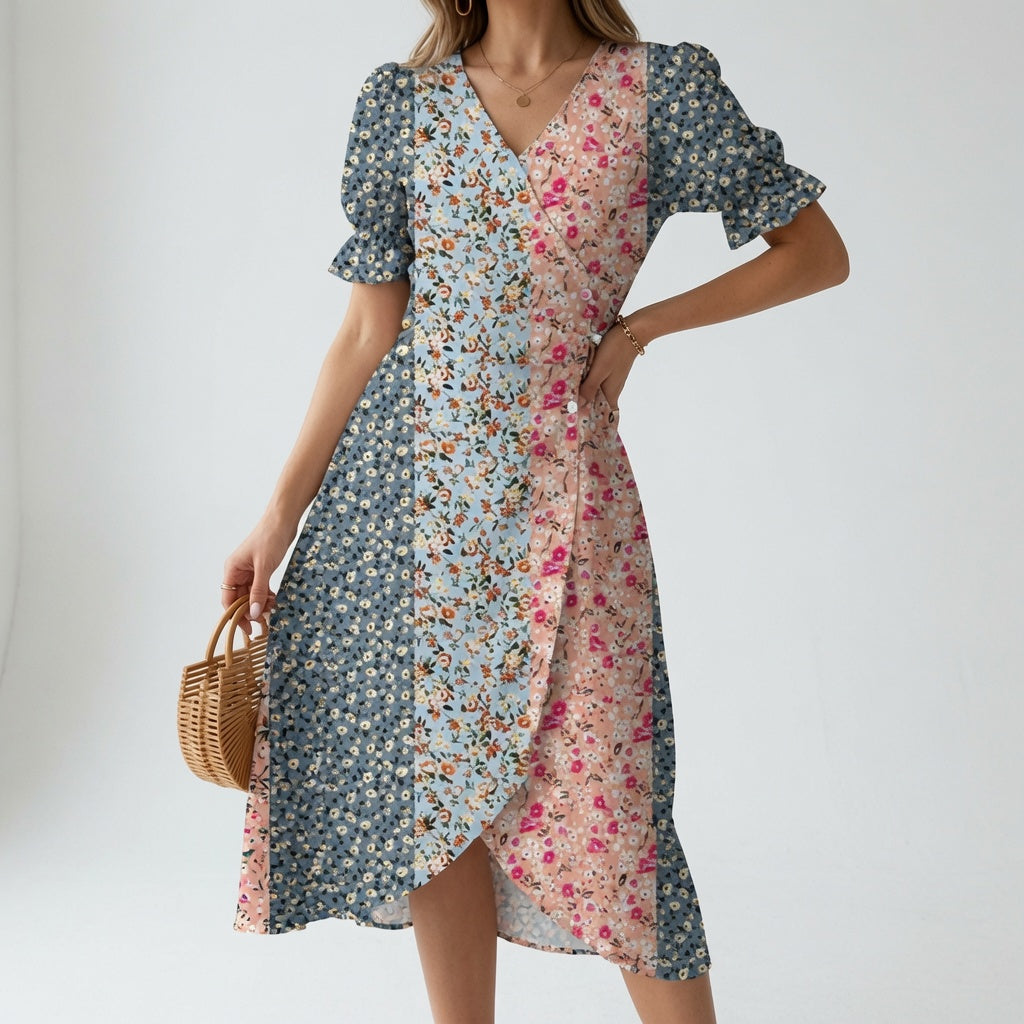Maësylia™ — Elegant florlagt kimono-kjole med blomster til sommeren