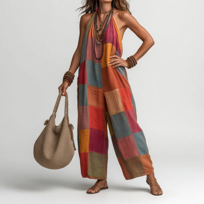 Mosaïque™ — Løstsiddende ærmeløs patchwork-jumpsuit