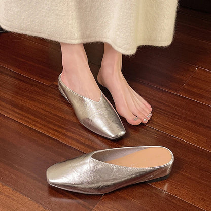 Beatrice | Metallic mules med firkantet tå