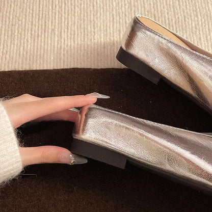 Beatrice | Metallic mules med firkantet tå