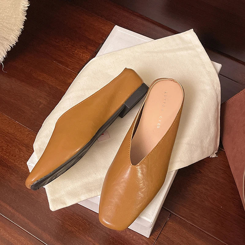 Beatrice | Metallic mules med firkantet tå