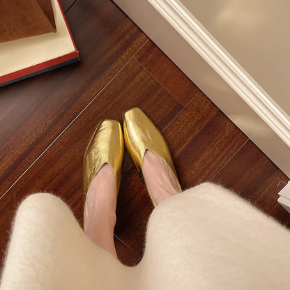 Beatrice | Metallic mules med firkantet tå
