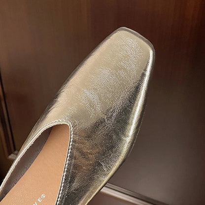 Beatrice | Metallic mules med firkantet tå