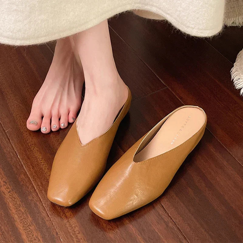 Beatrice | Metallic mules med firkantet tå