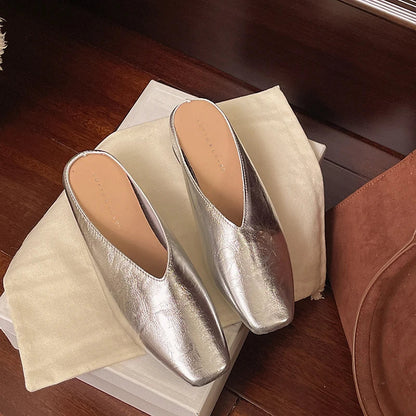 Beatrice | Metallic mules med firkantet tå