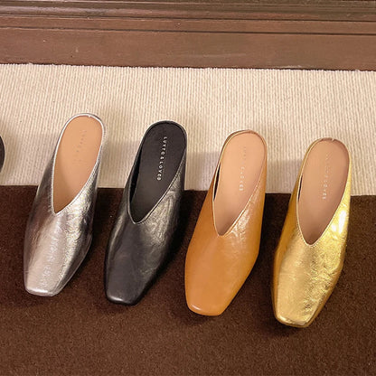 Beatrice | Metallic mules med firkantet tå