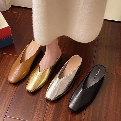 Beatrice | Metallic mules med firkantet tå