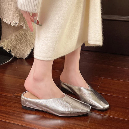 Beatrice | Metallic mules med firkantet tå