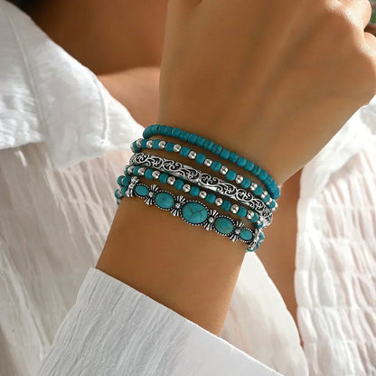 Maëlys™ — Raffineret turkis armbånd med flere rækker