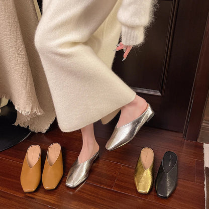 Beatrice | Metallic mules med firkantet tå