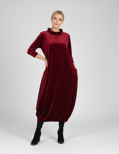 Françoise™ - Blød kjole med høj hals og lommer – Elegance og komfort