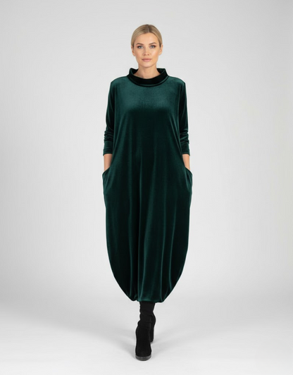 Françoise™ - Blød kjole med høj hals og lommer – Elegance og komfort