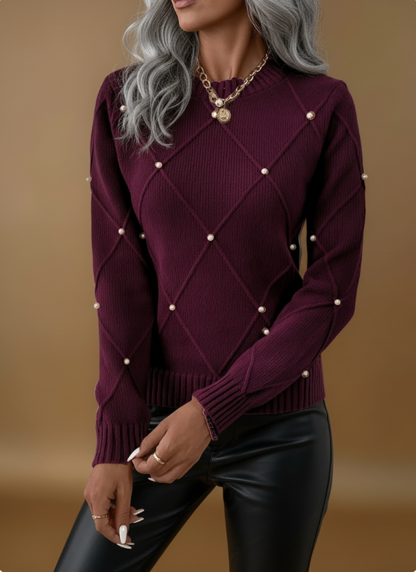 Marguerite™ – Elegant striktrøje med fine perler