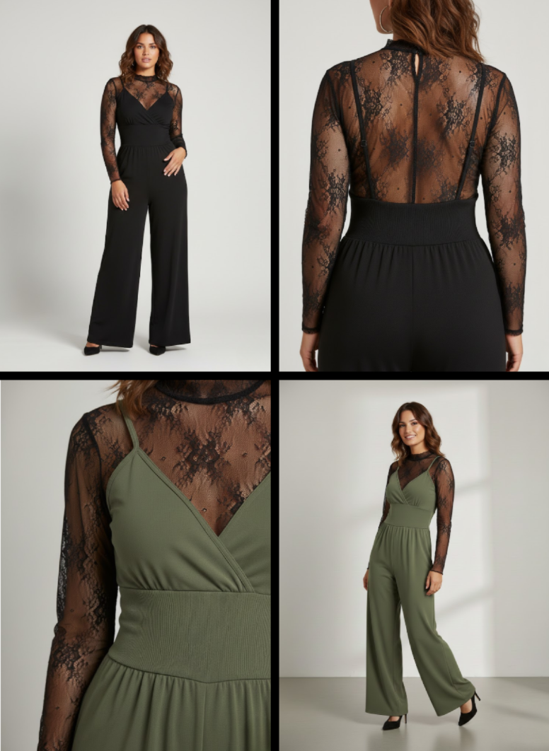 Solène™ — Elegant jumpsuit-sæt med moderne blonder