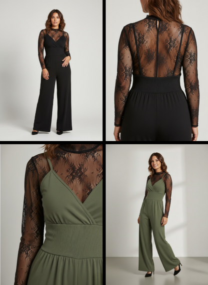 Solène™ — Elegant jumpsuit-sæt med moderne blonder