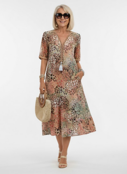Florentine™ — Elegant flydende midikjole med blomster