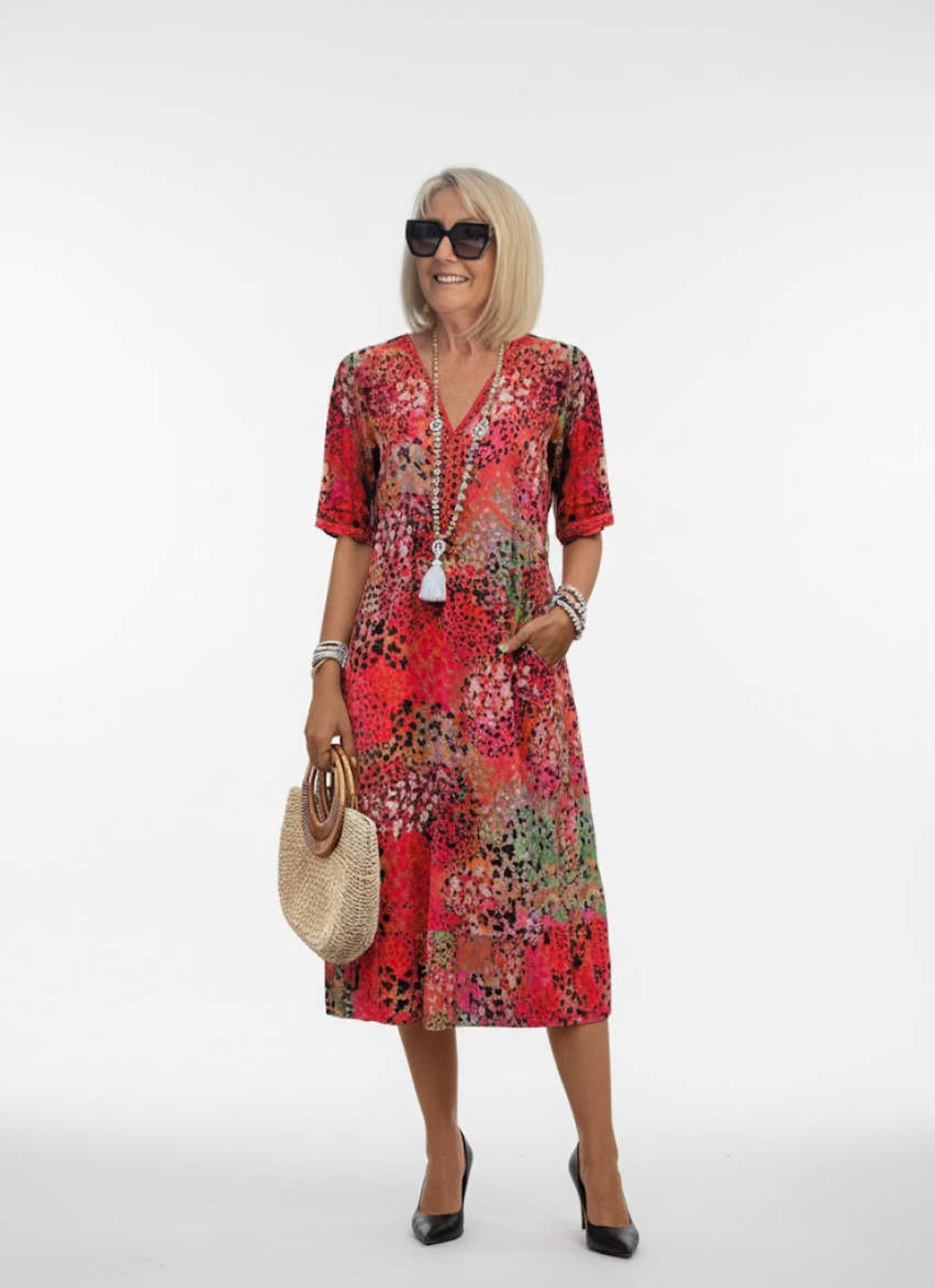Florentine™ — Elegant flydende midikjole med blomster