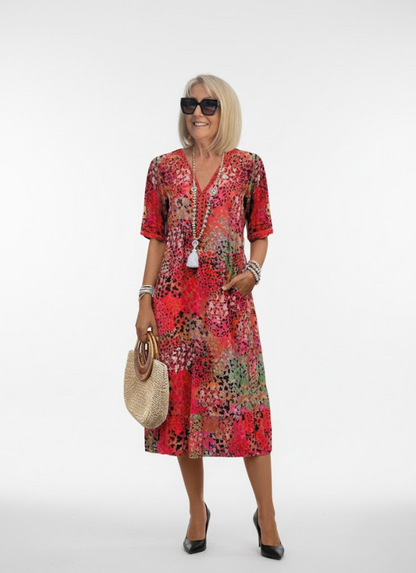 Florentine™ — Elegant flydende midikjole med blomster