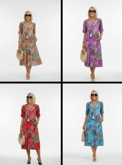 Florentine™ — Elegant flydende midikjole med blomster