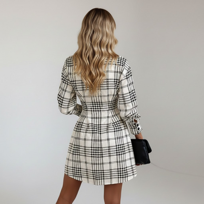 Élise™ — Elegant skjortekjole med tern