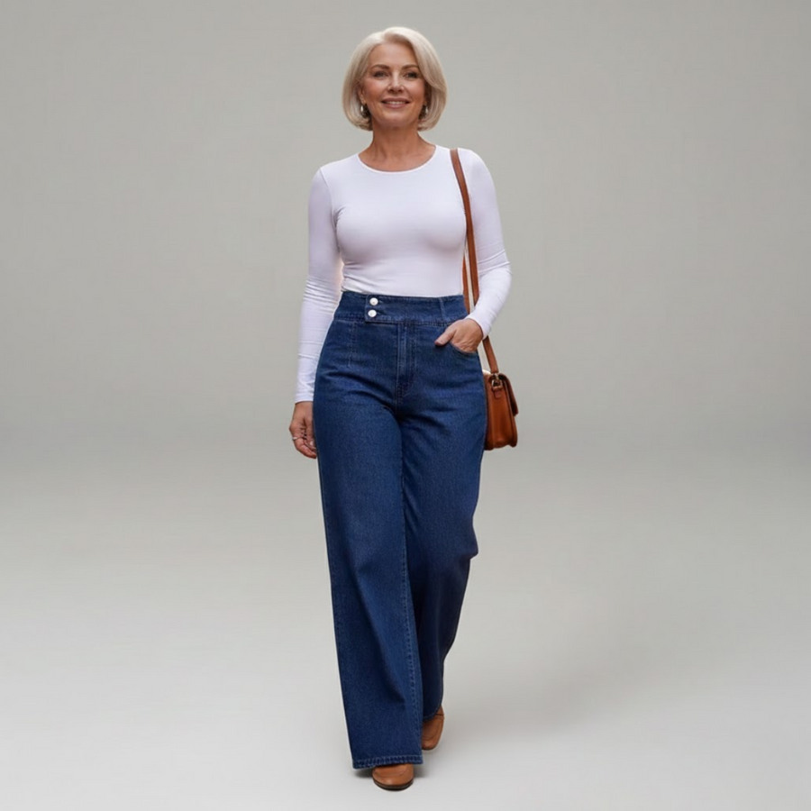 Adèle™ — Højtaljede jeans, der flatterer figuren på en diskret måde
