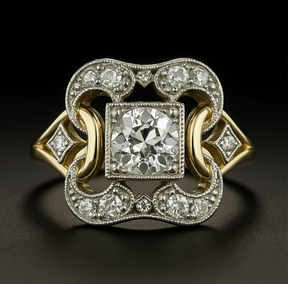 Klassisk guldring med vintage-zirkonia