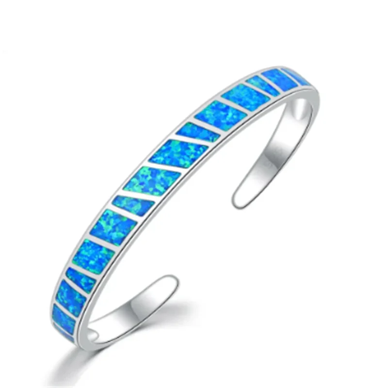 Justerbart Armbånd i Sølv med Blå Fire Opal