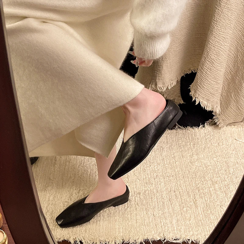 Beatrice | Metallic mules med firkantet tå
