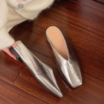 Beatrice | Metallic mules med firkantet tå