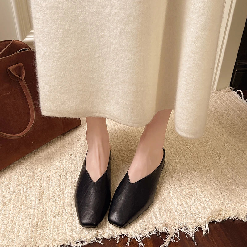 Beatrice | Metallic mules med firkantet tå