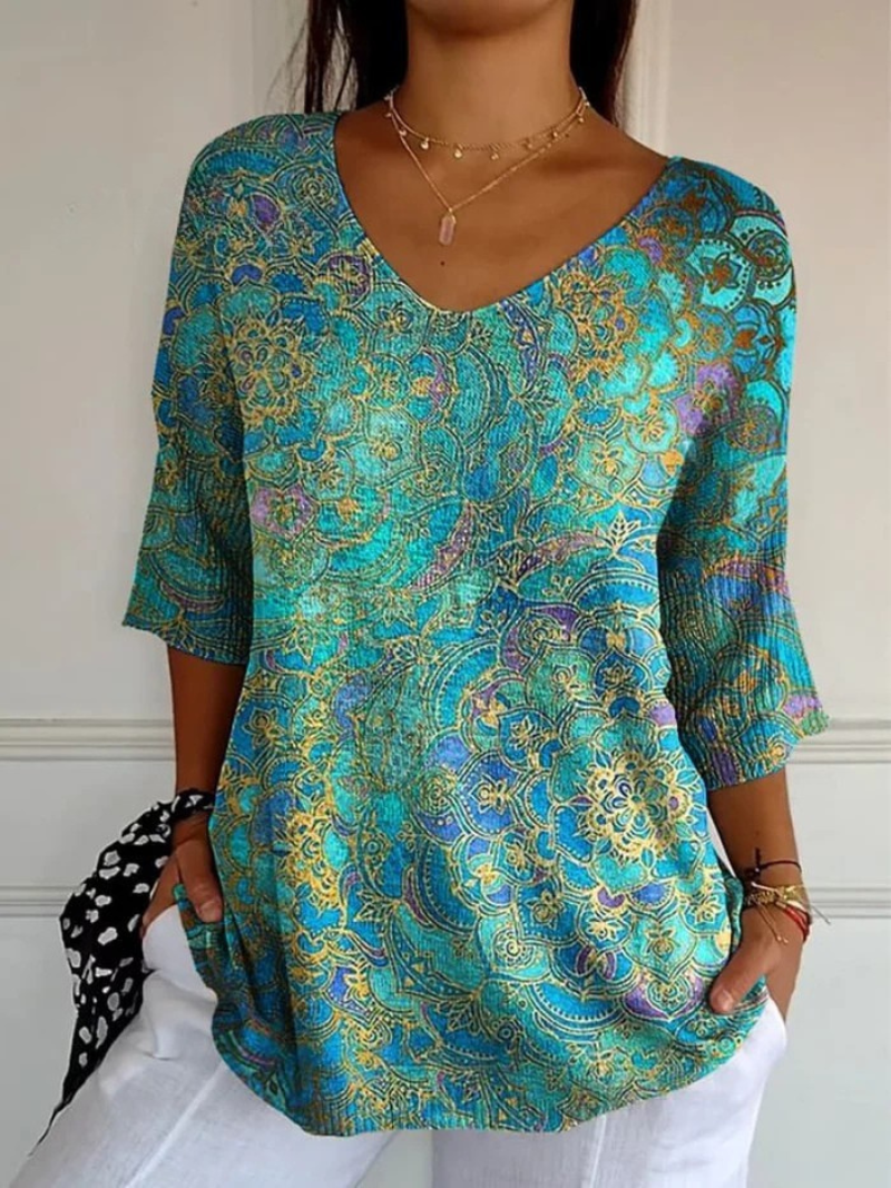Bérangère™ — Elegant flydende bluse med raffineret print