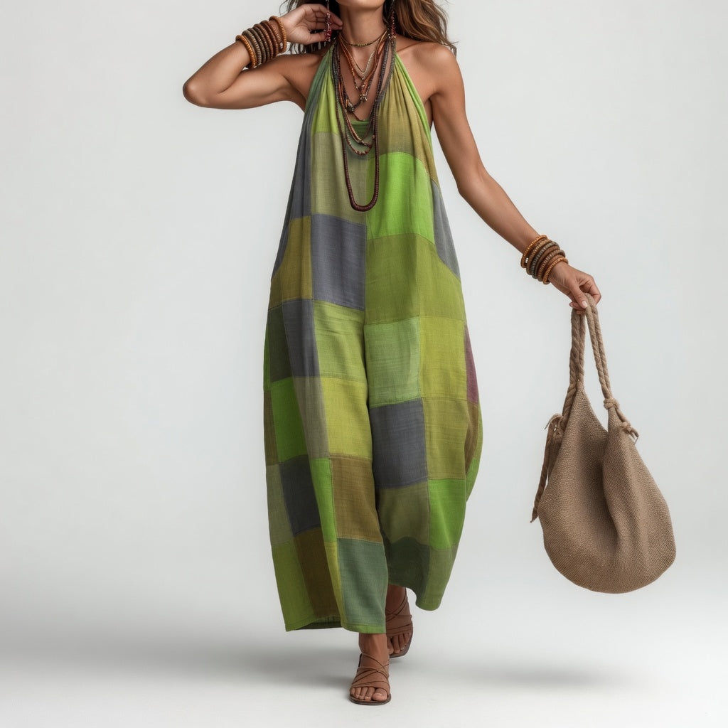 Mosaïque™ — Løstsiddende ærmeløs patchwork-jumpsuit