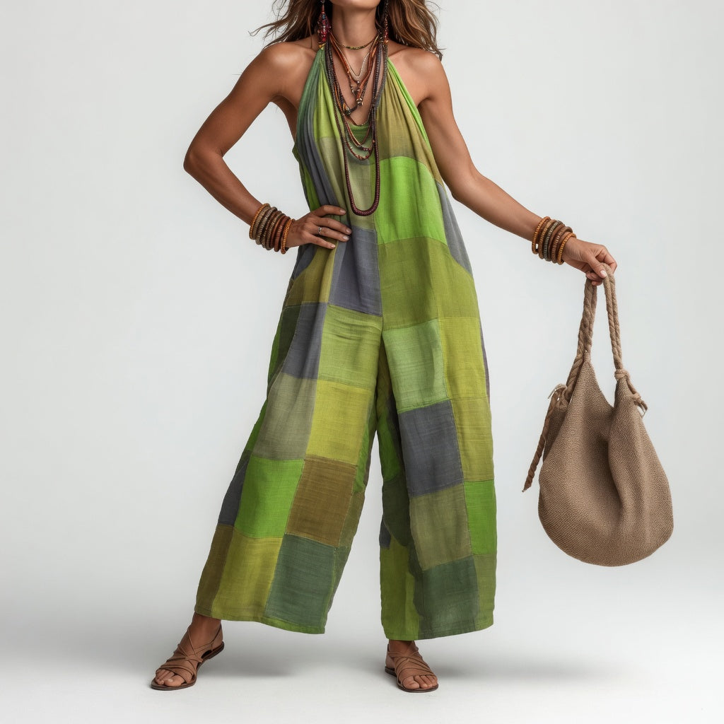 Mosaïque™ — Løstsiddende ærmeløs patchwork-jumpsuit