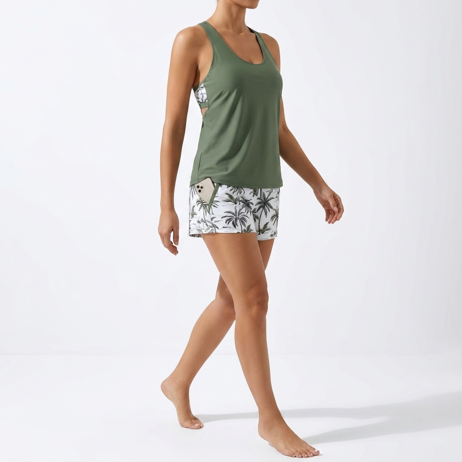 Natéline™ — Tredelt tankini-sæt med bandeau-top og shorts