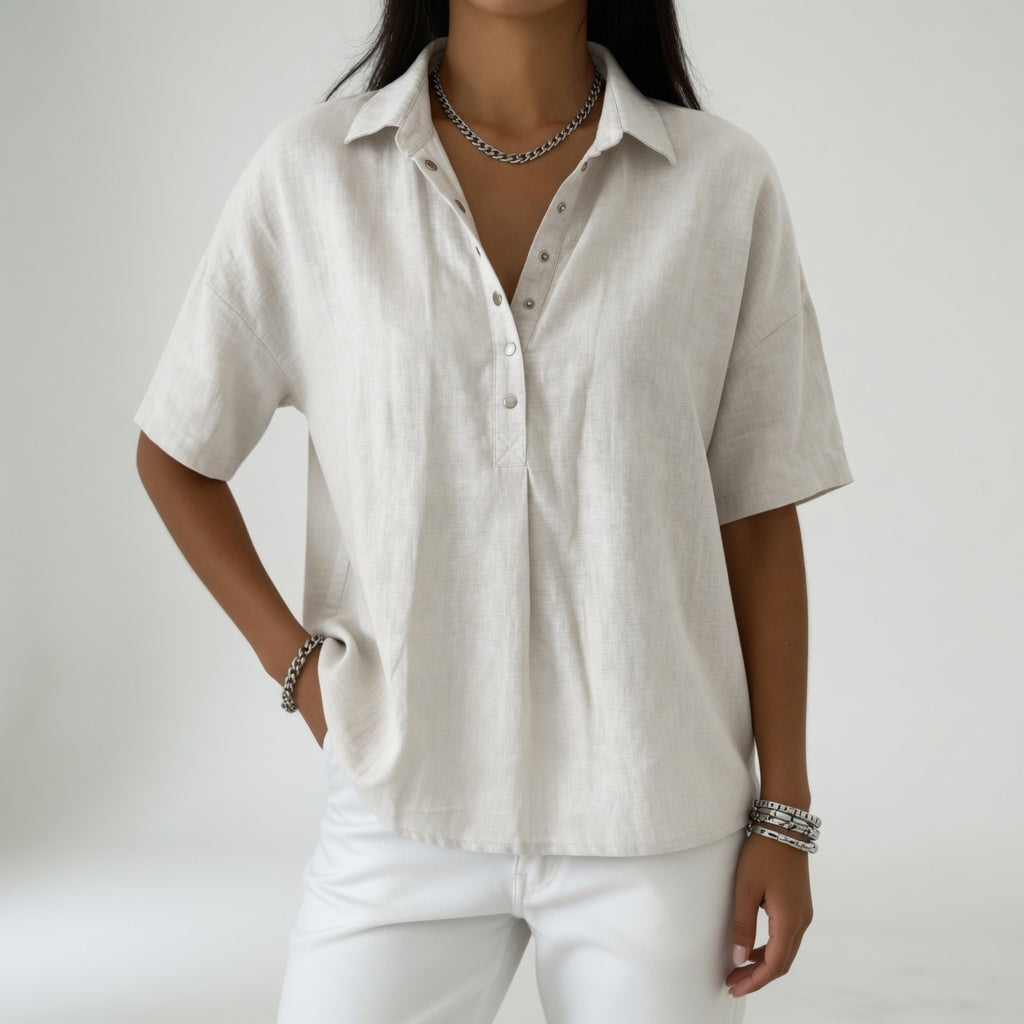 Tiphaine™ — Afslappet skjortebluse med sommerlig blødhed