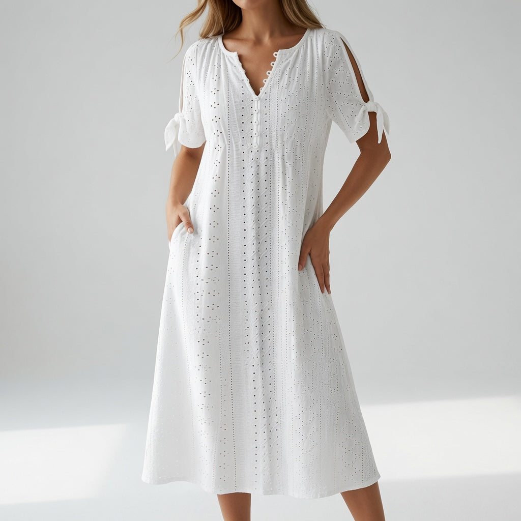 Lorélia™ — Broderet boheme-kjole med sommerlig elegance
