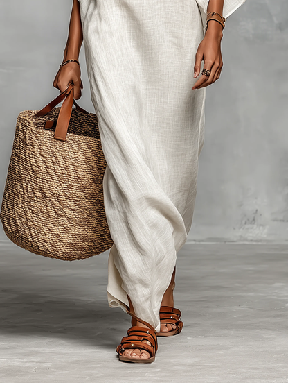Aveline™ | Maxikjole med off-shoulder og flagermusærmer
