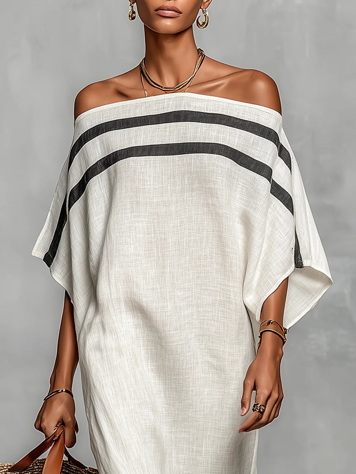 Aveline™ | Maxikjole med off-shoulder og flagermusærmer