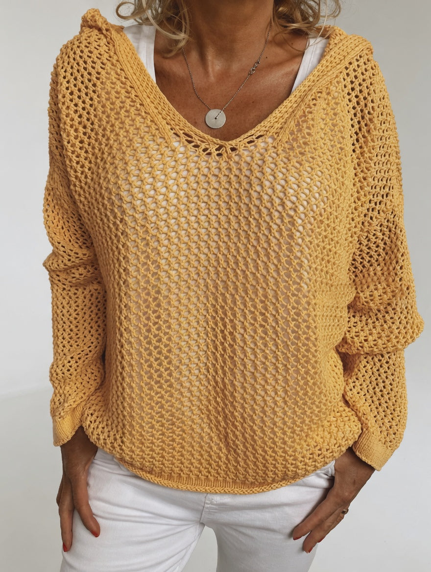 Évarielle™ – Sweater i hulstrik med afslappet halsudskæring