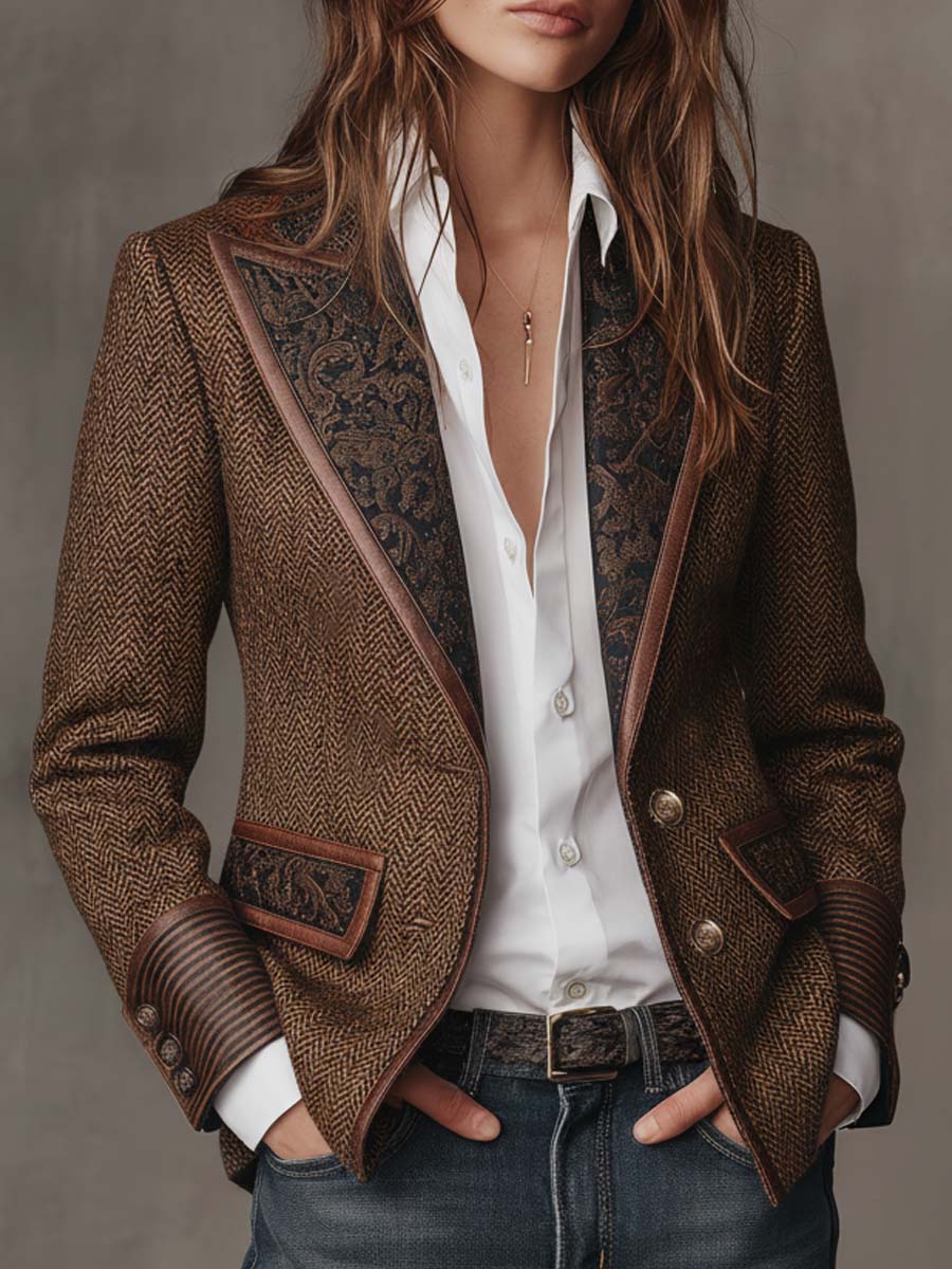 Gisèle | Blazer med paneler og sildebensprint