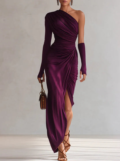 Isadora™ — Draperet maxikjole med én skulder
