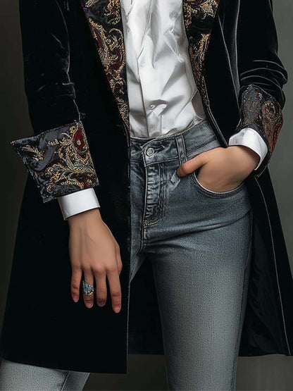 Léontine | Taljeret blazer med sort barokprint