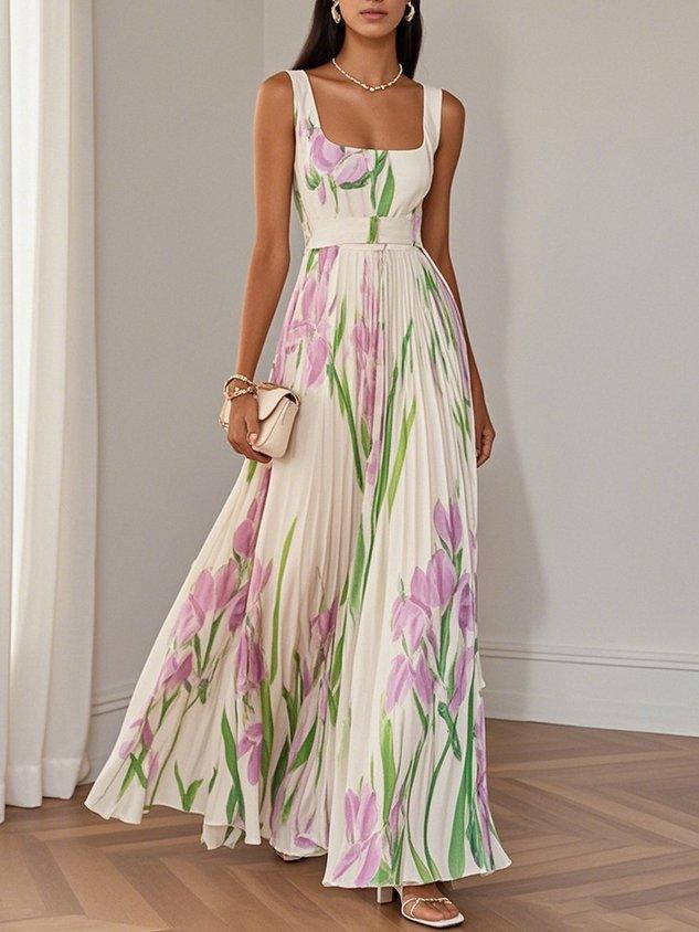 Yara™ - Plisseret maxikjole i chiffon