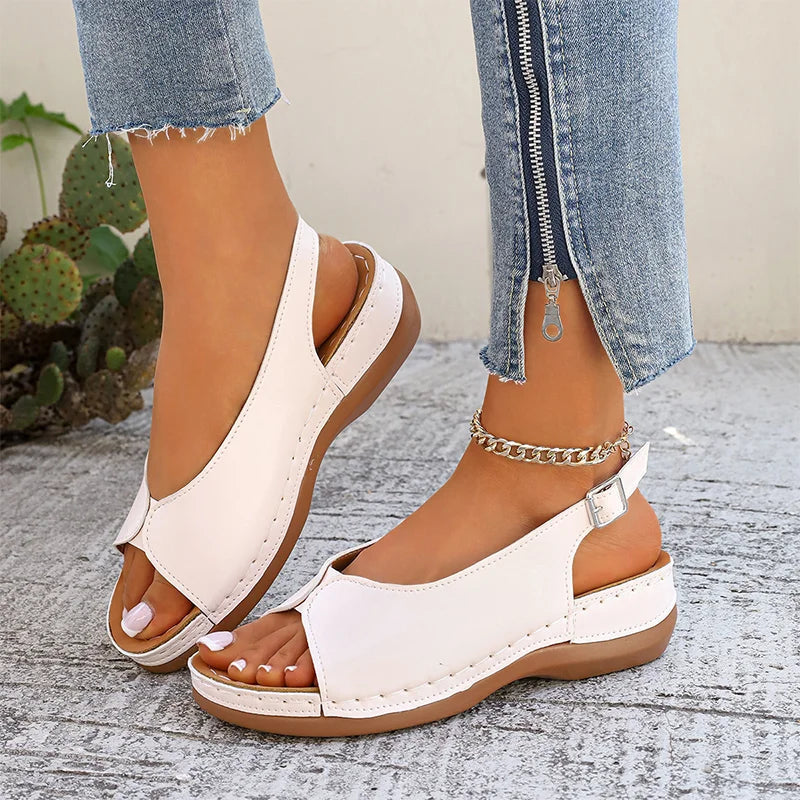 Komfortable retro-sandaler til kvinder med åben tå
