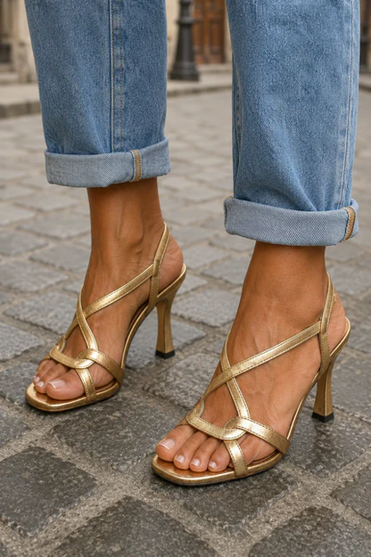 Elisabetta | Elegante gyldne sandaler med hæl