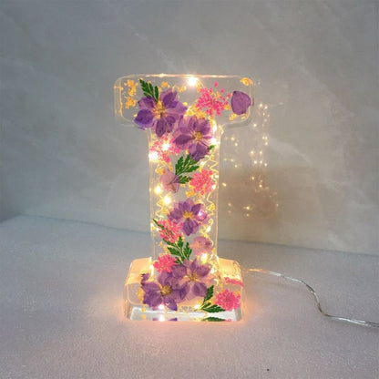 🌸Håndlavet natlampe med blomster i resin