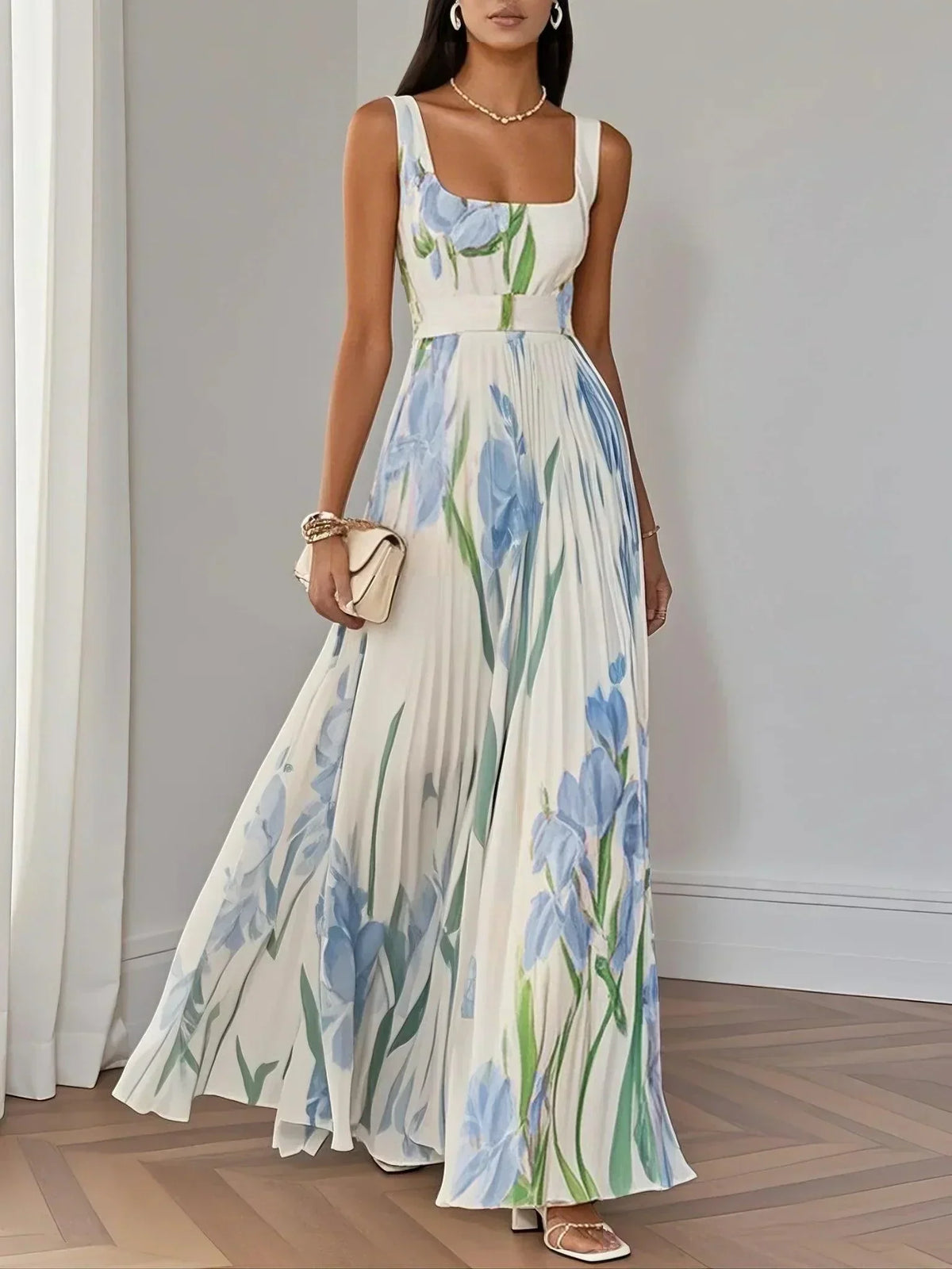 Yara™ - Plisseret maxikjole i chiffon