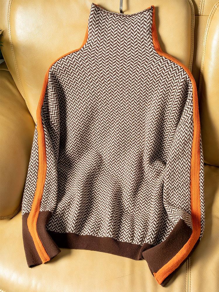 Clara™ | Rullekravesweater med kontraststriber