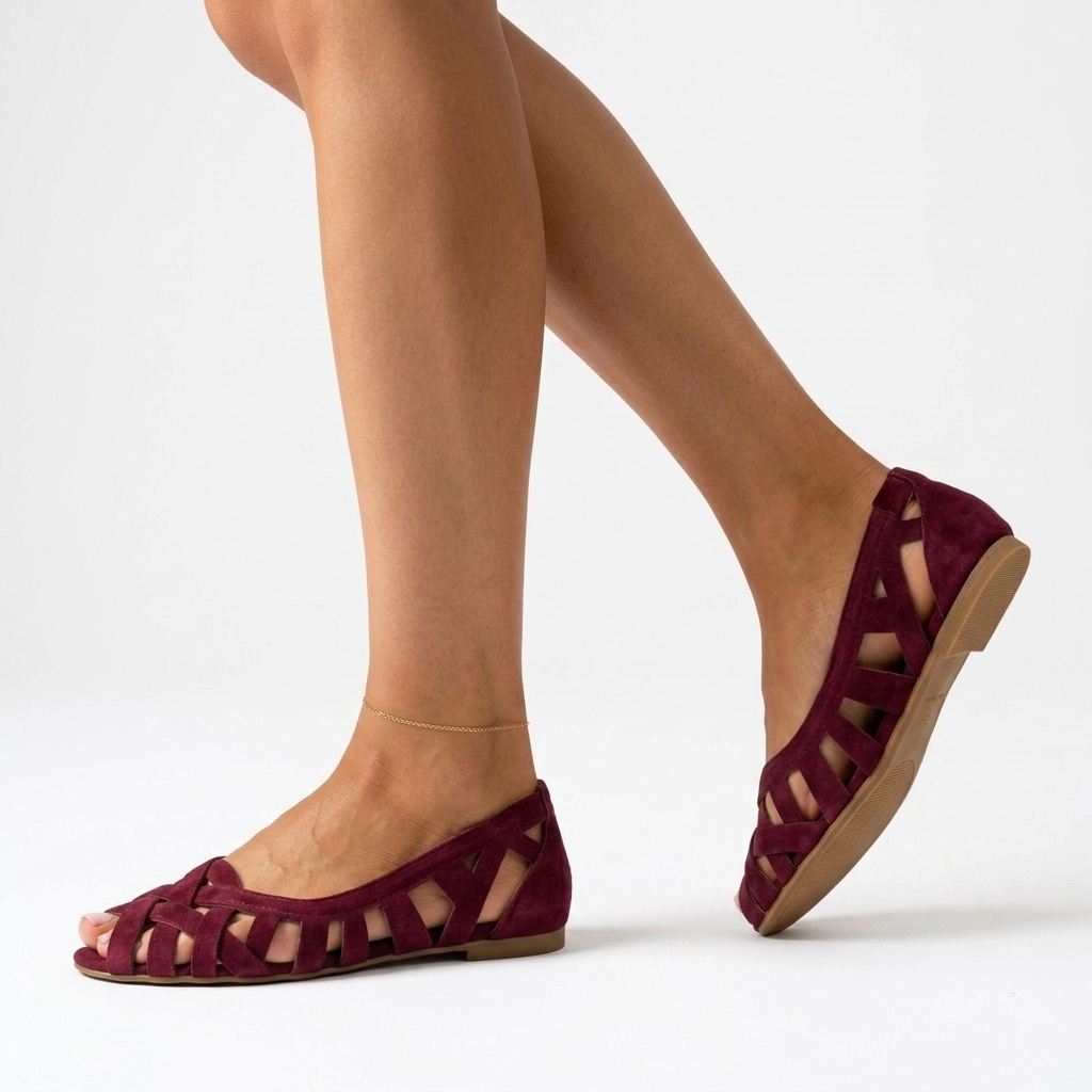 Tressaine™ — Flad flettet sandal med åben tå og burdesign